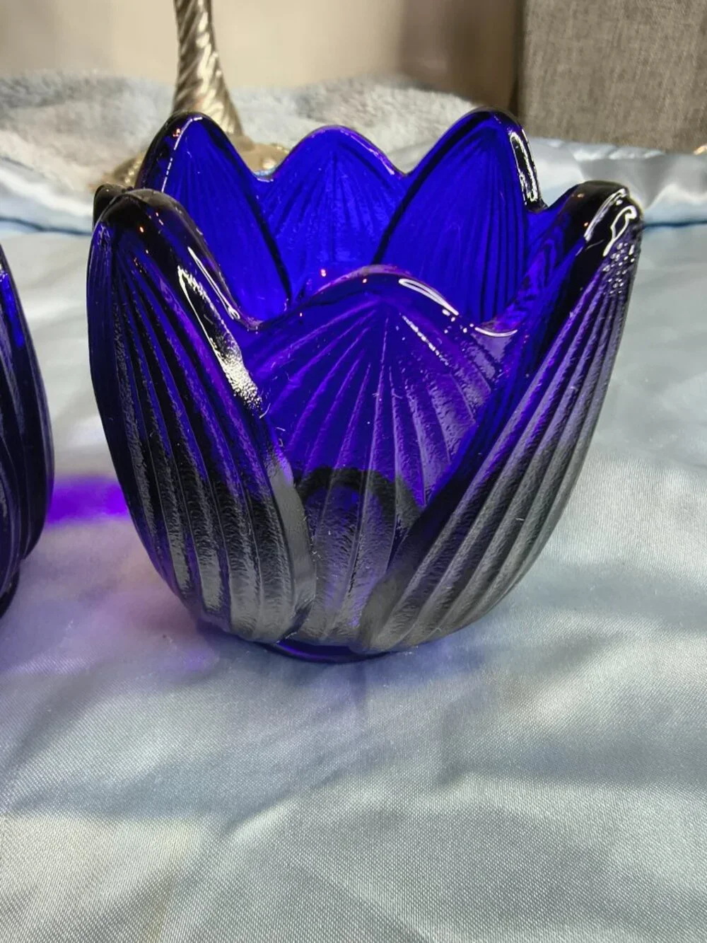 Vintage Fenton Lotus or Tulip Pattern Candle Holders
